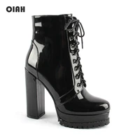women platform chunky heeled bootie women shoes autumn winter ankle boots fashion round toe lace up high heel sexy ladies shoes