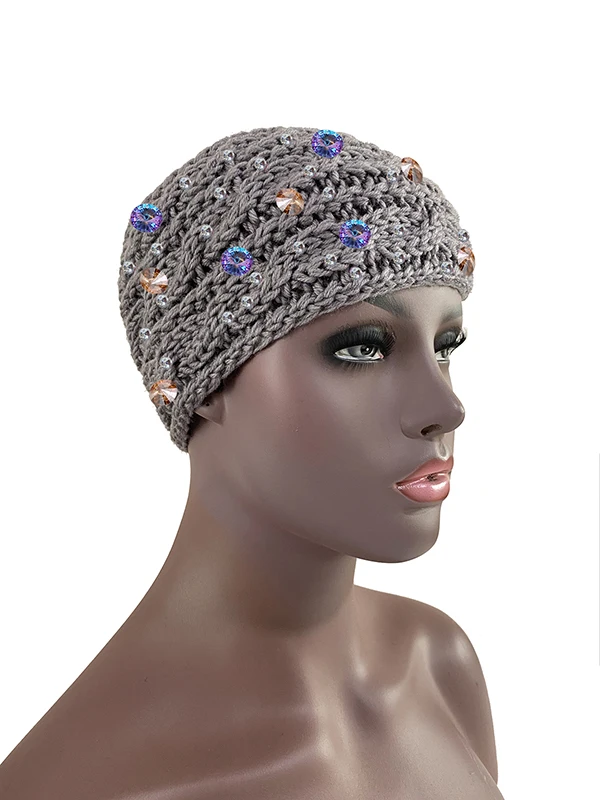 

Женская повязка на голову Стразы вязаный головной платок осенне-зимняя эластичная повязка на голову теплые аксессуары для волос головной у...