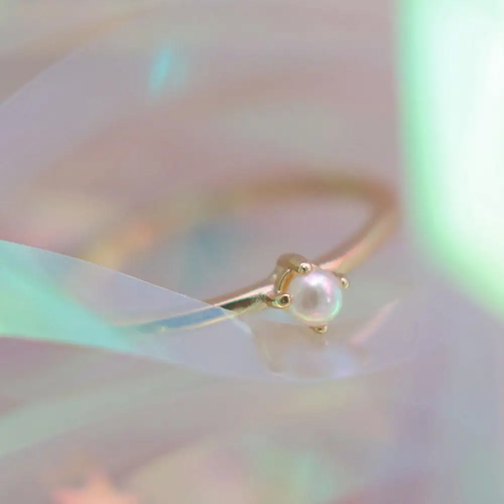 

Korean Fashion Delicate Mini Pearl Thin Ring For Women Pearl Basic Female Jewelry Style Gifts Minimalist Ring Color Charm G E0J3