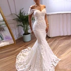 Привлекательные арабские Свадебные платья с юбкой-годе, сексуальные кружевные свадебные платья с аппликацией сердечком, свадебные платья со шлейфом, бальные платья