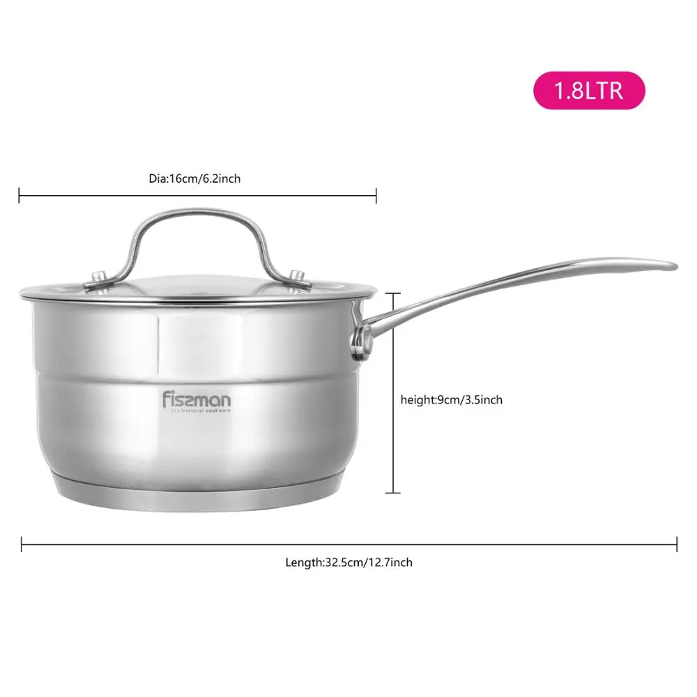 Fissman NORDIA серия 1.8L Кастрюля со стеклянной крышкой из нержавеющей стали для общего