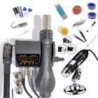 Паяльная станция 2 в 1, 858, 8858D +, тепловая пушка, инструменты для переделки, 1600X, 3 в 1, USB-микроскоп, 8 светодиодов