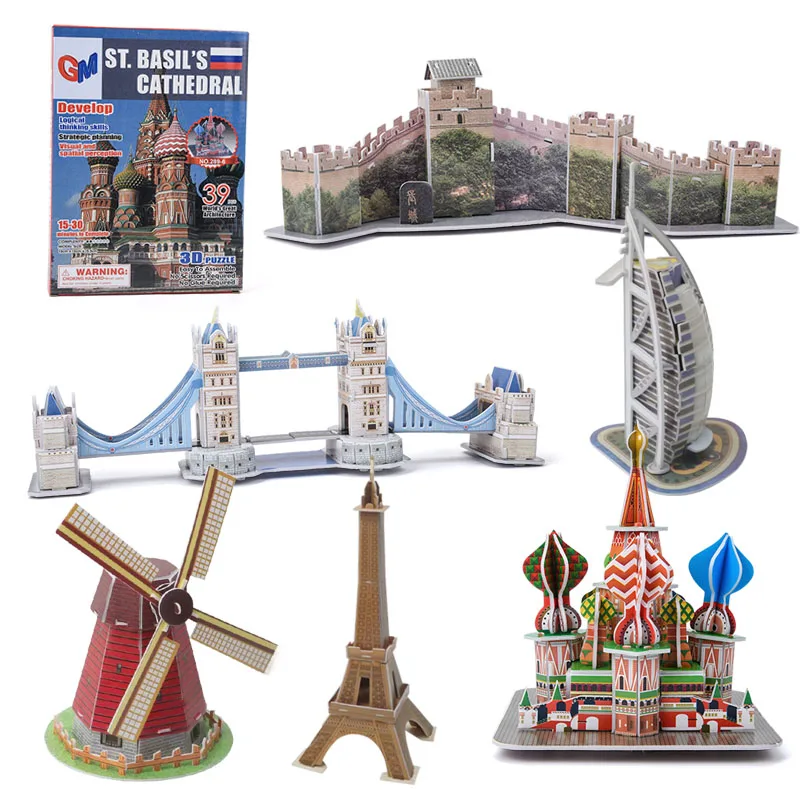 3D пазл &quotсделай сам&quot Эйфелева перемычка Лондонский мост Великая стена