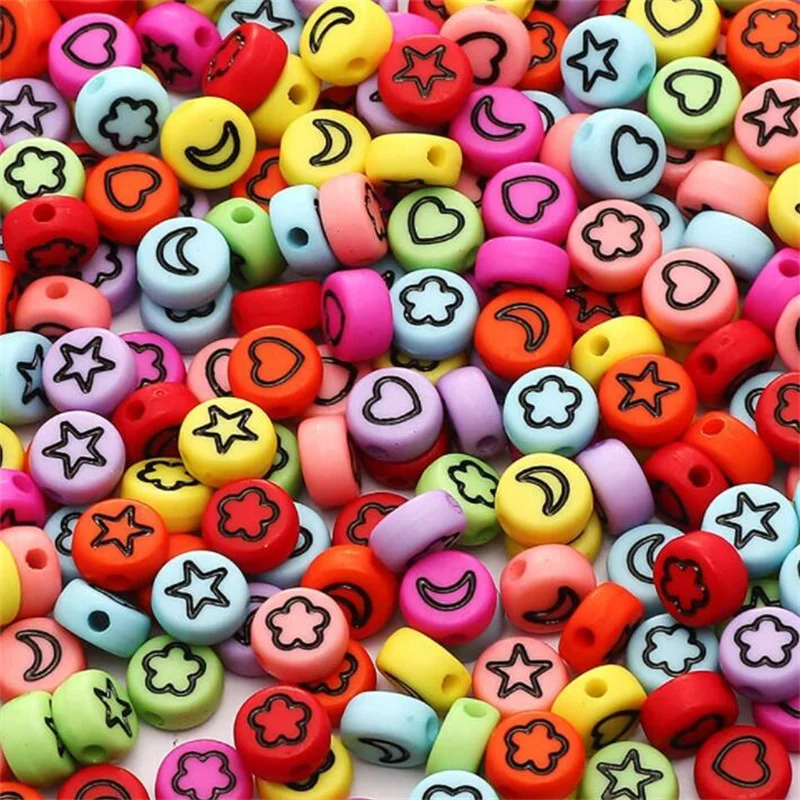 

100pcs/Lot 7mm Acrylic Spaced Beads Round Shape Love Heart Beads For Jewelry Making DIY Handmade Charms Bracelet