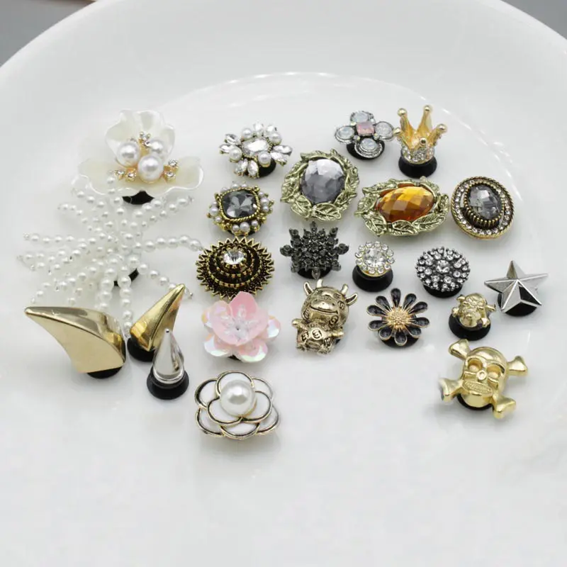 

Украшения для обуви «сделай сам», Кроксы, аксессуары, заклепки, корона, Череп, украшения, сделай свою обувь уникальной