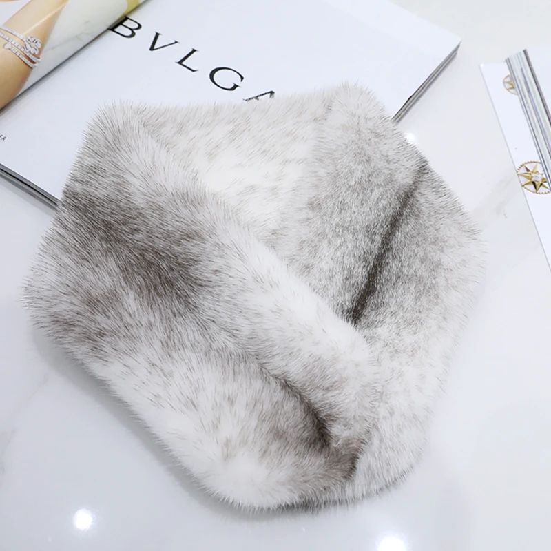 Fur Scarf  Women Hot Sale Real Mink Fur Scarves Winter Fashion Thermal Luxury Pullover Fur Collar