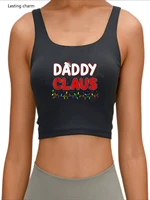 santa xmas lighting family matching daddy claus christmas crop top womens slim fit sleeveless sports yoga tank top