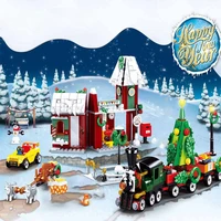 christmas gift house sets country winter train village town model building friends kid toy car city vehicle girls railway engine