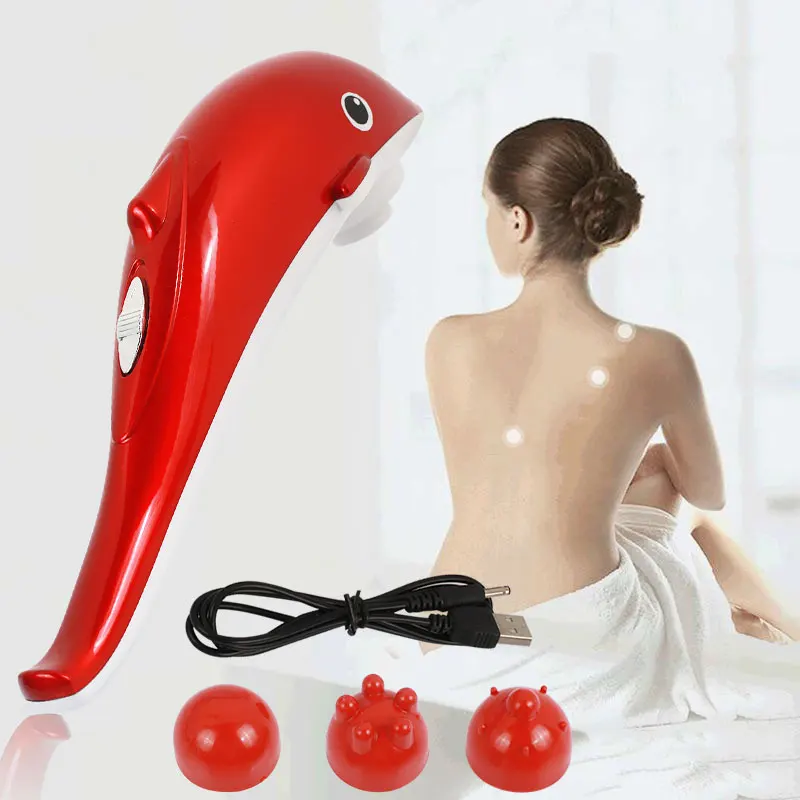Mini Electric Dolphin Massager Full Body Shiatsu Hammer Shoulder Lumbar Acupressure Vibrator Waist Stick Pain Relief | Красота и