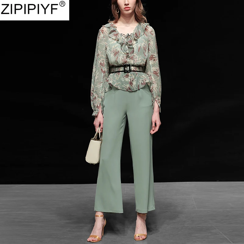 Весна 2020 женские брючные костюмы элегантная офисная блузка с v образным вырезом и