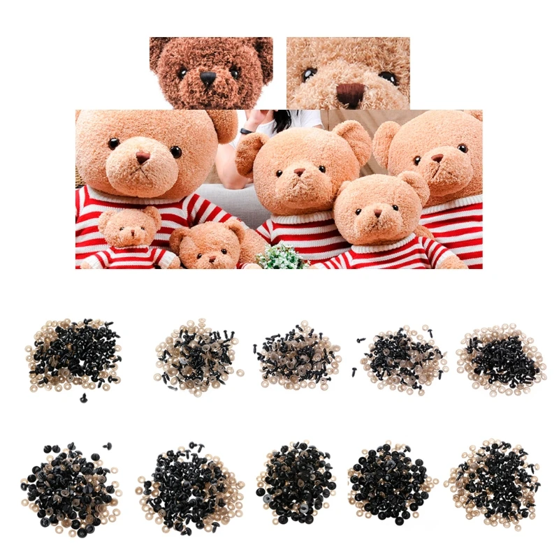

100Pcs/Bag DIY Doll Toy Eyes Black Plastic Safety Eyes Puppets Doll with Washers 97BE