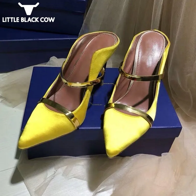 Туфли-лодочки женские из натуральной кожи заостренный носок тонкий высокий