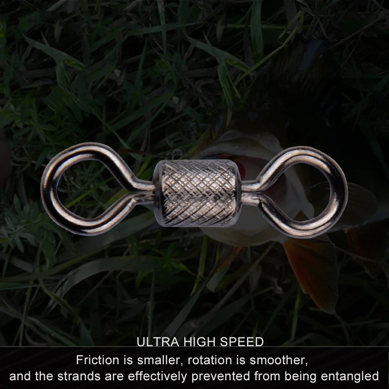 

50PCS/Lot Meredith Fishing Swivels Solid Rings Rolling Swivel for Carp Fishing Accessories Ball Bearing Swivel with Safety Snap