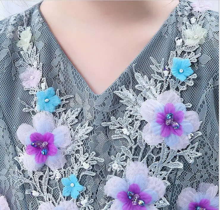 Горячая 3D вечерние платья в виде цветка для девочек 2 Слои цветочной аппликацией