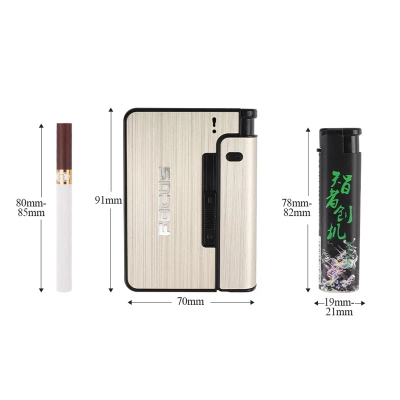 

Cigarette Storage Case Automatic Ejection Space Aluminum Alloy Cigarettes Box Lighter Holder Smoking Gadget Tools For Man Gift