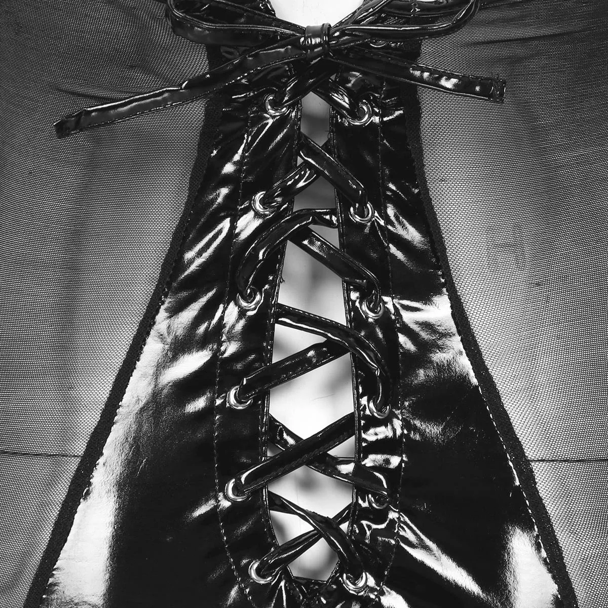 Для женщин Лакированная кожа с лямкой через шею открытые чашечки кружевом на