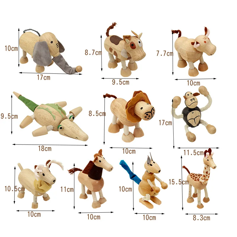 

Children Cartoon Wild wooden Animal Models Toy/Wooden Zoo Characters Lion Elephant Tiger Hippo Crocodile Panda Birthday Gift