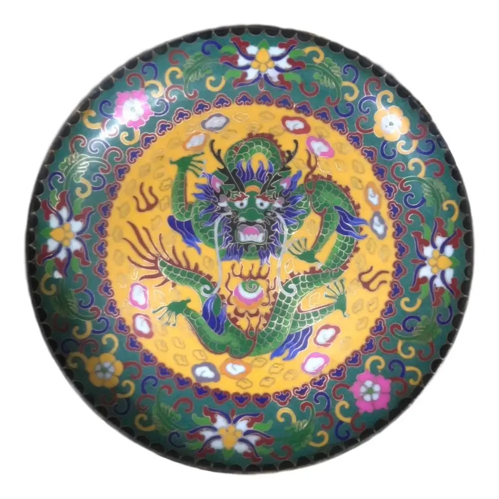 

LaoJunLu Pure Copper Cloisonne Qinglong pseudo-classica Turquoise Dragon Plat bronze masterpiece collection of solitary Chinese