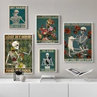 Картина на холсте Скелет психический постер с изображением черепа художественный принт винтажный получить голый смешной ванной домашний декор аниме украшение