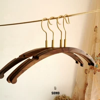 solid wood hangers brass hooks home clothing store display special care wardrobe with black walnut seamless clothes