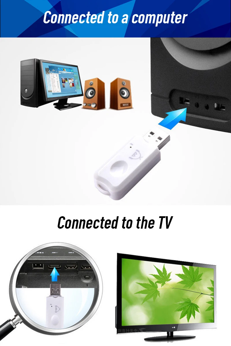 Портативный Bluetooth аудио приемник USB адаптер Plug And Play Автомобильный Динамик Вызов