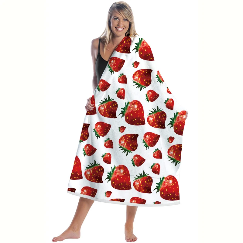 Microfine клубника пляжное полотенце из микрофибры бассейн для взрослых большой