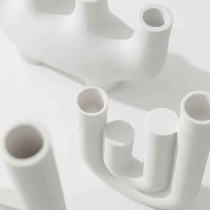 

VILEAD Ceramic Geometric Candle Holder Figurines For Interior Candlelight Dinner Decor Nordic Creative Candlestick Wedding Prop