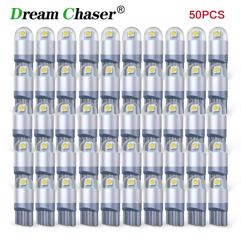 

50Pcs Wholesale T10 Led Canbus W5W Led Bulbs Red Blue White 168 194Signal Lamp Dome Reading License Plate Light 12V Lampada