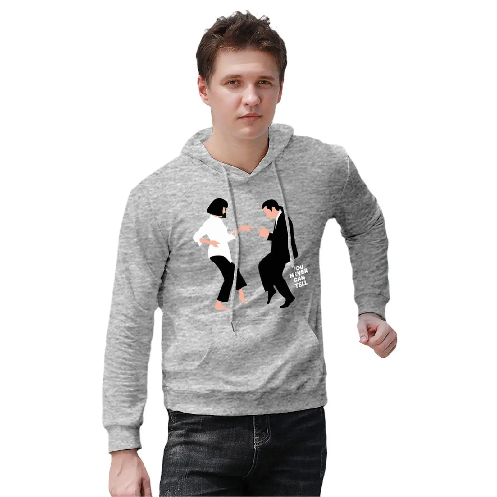 

Толстовка с капюшоном Pulp Ghost, хлопковая толстовка с надписью «You Never Can Tell», модный длинный свободный пуловер, толстовка, большие зимние мужск...