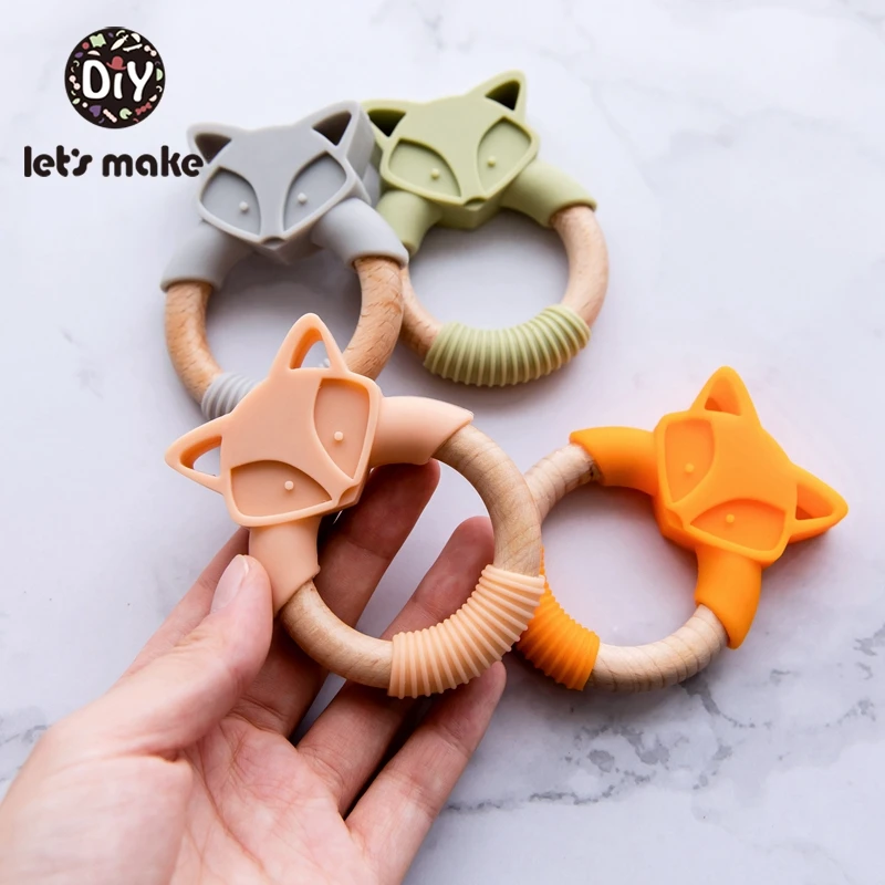 Силиконовый деревянный Прорезыватель для зубов Let'S Make прорезыватель из лисы и