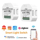 Модуль переключателя света ZigBee, 2 банды MoesHouse Mini, Wi-Fi, Tuya Zigbee, 3,0 + RF, умный светильник ключателя света, релейный модуль ZigBee для Alexa, Google Home