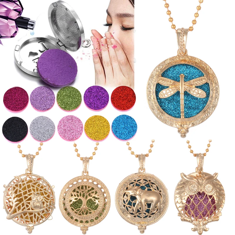 Новые золотые аромадиффузор ожерелье винтажные открытые Медальоны кулон духи