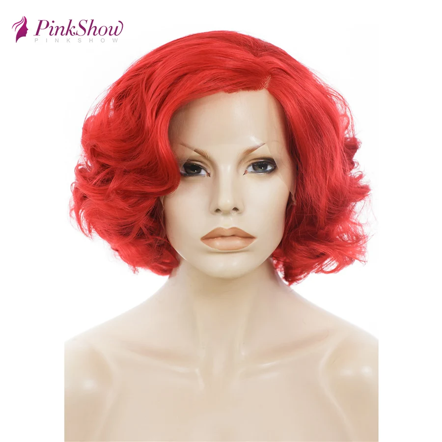Pinkshow короткий парик красный кружевной передний Синтетический для женщин Косплей