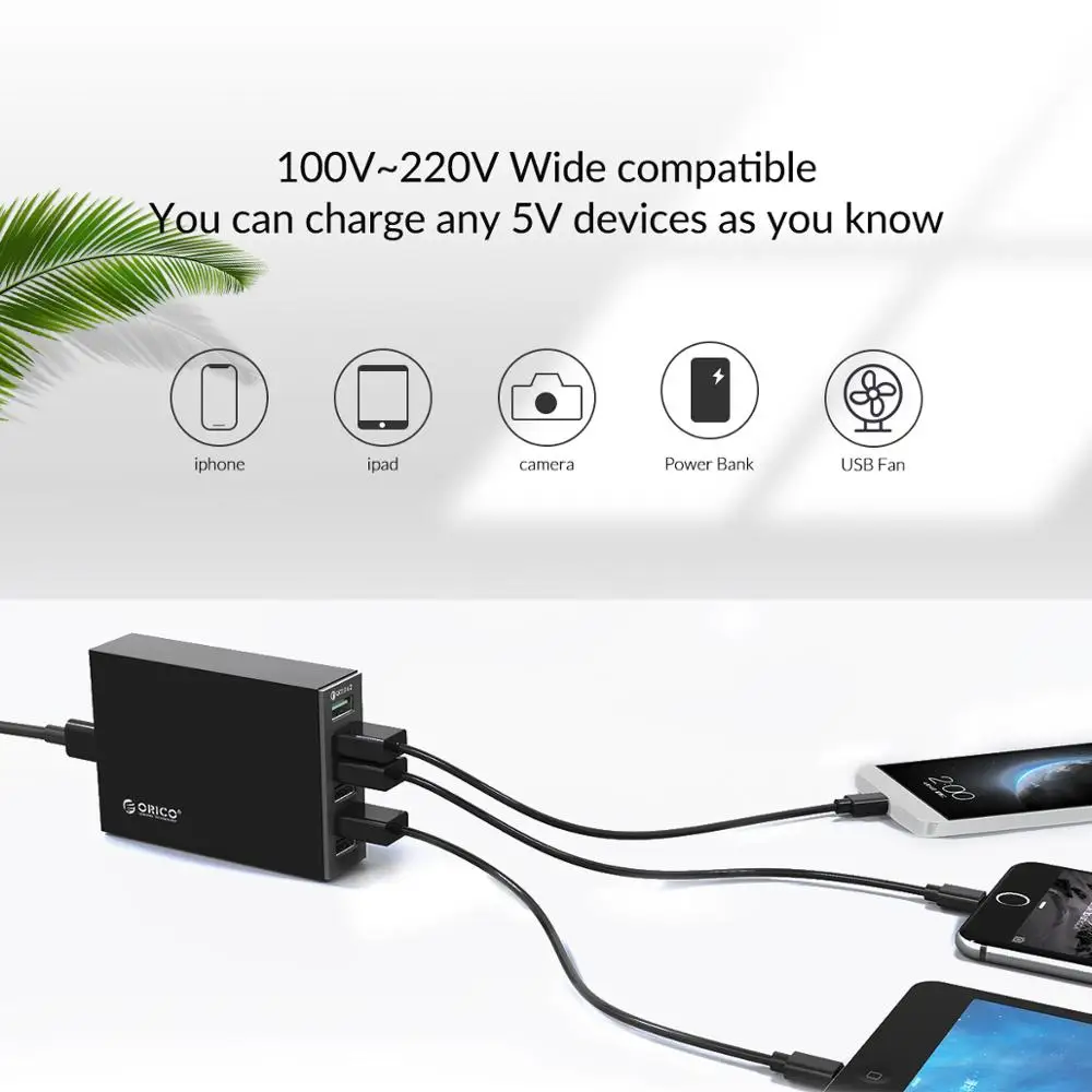 Настольное зарядное устройство ORICO QC2.0 с 6 USB портами и поддержкой быстрой зарядки
