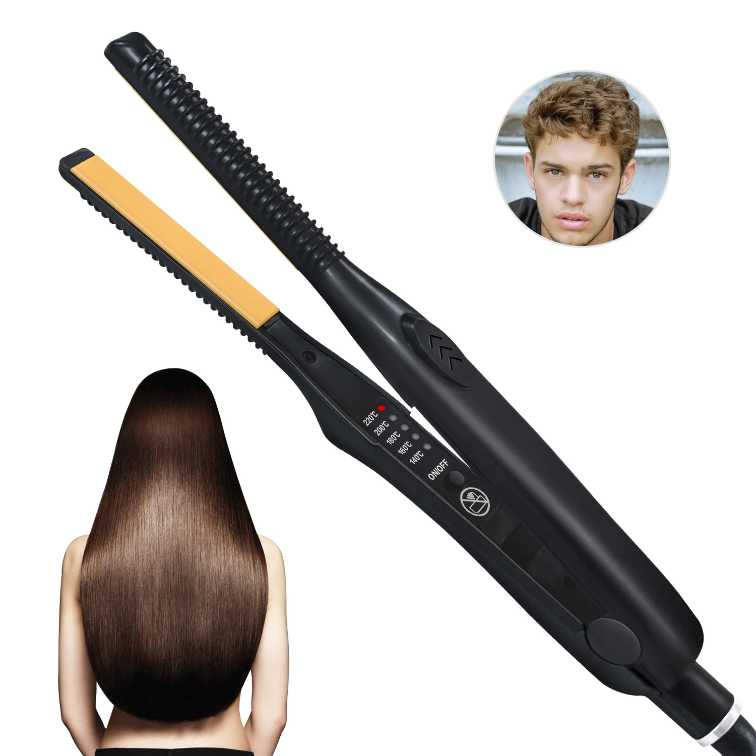 2 In 1 Hair Straightener Curler Short Hair Mini Hair Straightening Small Flat Iron Men Beard Straightening Thinnest Wool Curls