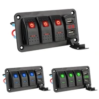 leepee digital voltmeter 4 2a dual usb slot charger circuit breaker 3 gang switch panel for car suv marine rv truck