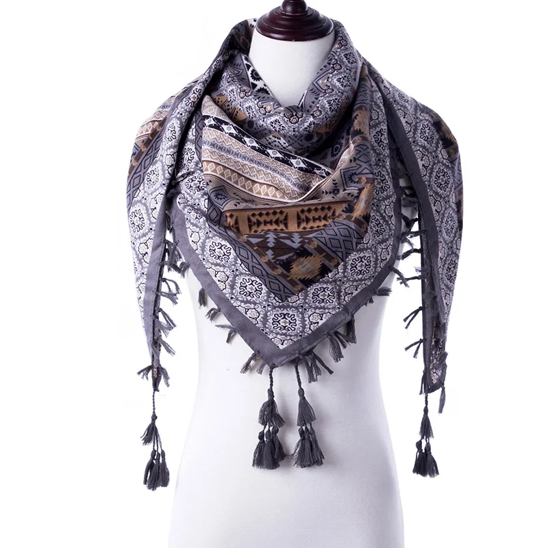 Evrfelan New Scarf Women Winter Scarf With Tassel Printed Flower Pattern Shawl Female Casual Handkerchief Scarves Shawl - Цвет: 05