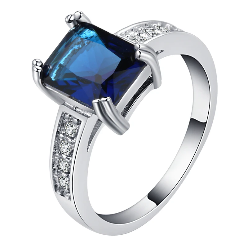 Модное кольцо с большим синим камнем очаровательное ювелирное изделие для