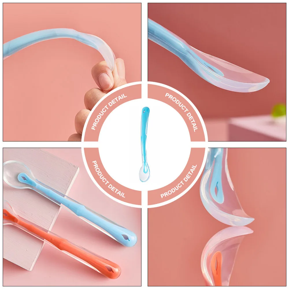 

1pc Baby Silicone Spoon Baby Feeding Spoon Rice Paste Spoon Flatware
