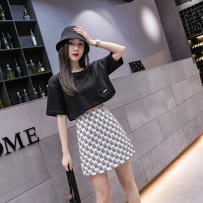 

Skirt Female 2021 Spring Summer New Printed Pleated Skirt High Waist Slim Thin A-Line Short Skirt Women Anti-Glare Plus Size 2XL
