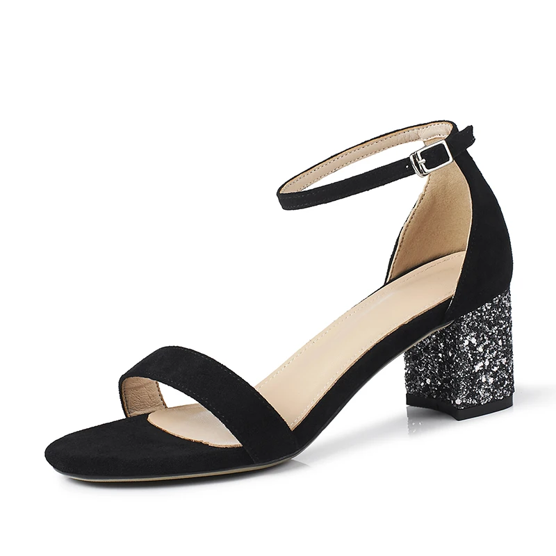 Сандалии женские на высоком каблуке однослойные босоножки толстом летняя обувь