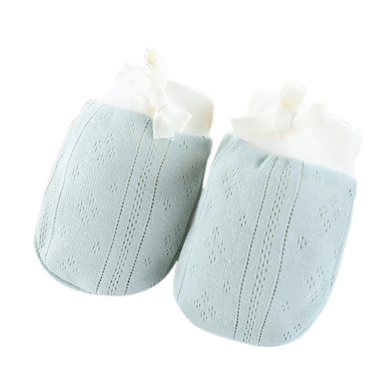 G Для новорожденных мальчиков и девочек, однотонный принт, полый дизайн, анти царапины, защитные варежки, мягкие варежки на веревке, От 0 до 2 лет - Цвет: G