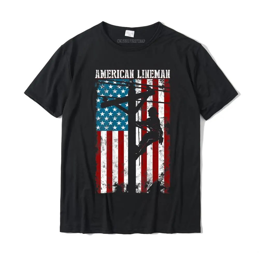 

Lineman подарки американский флаг патриотическая футболка Lineman с электрокабелем хлопковые топы рубашки сумасшедшая компания Семейные футболки