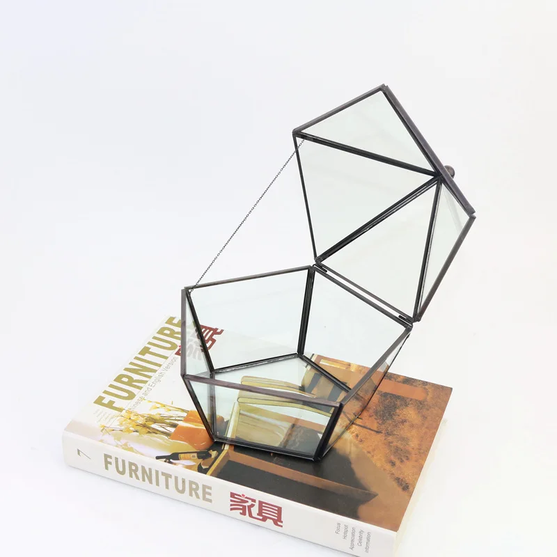 

Geometric Glass Flower House Creative Pyramid Micro Landscape Polygonal Glass Flower House