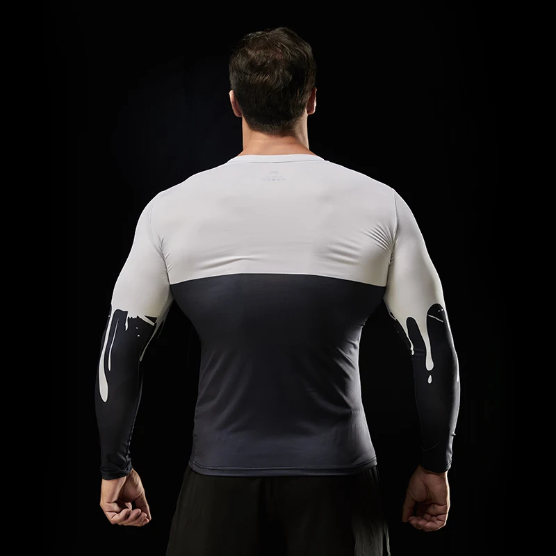 Мужская спортивная компрессионная футболка для фитнеса бега тренировок плотная
