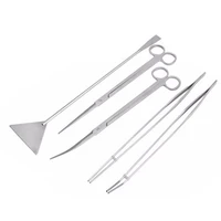 5 pcs water grass scissors clip flat sand spatula aquarium tank kit stainless steel aquatic plant tweezers tool set