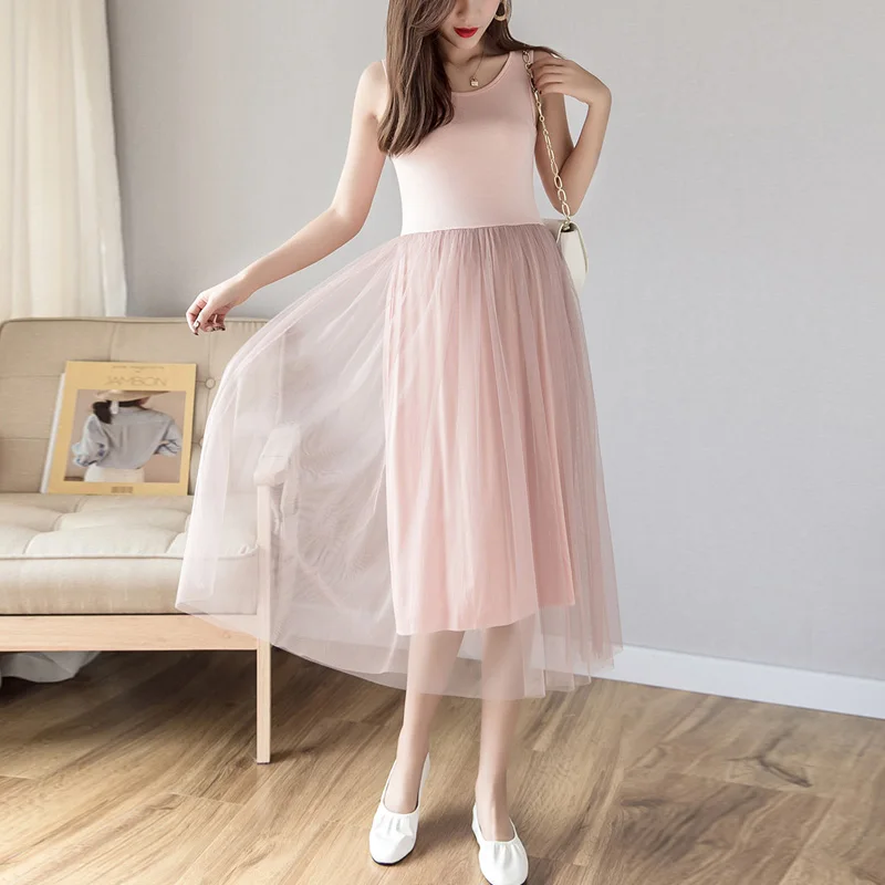 2022 Maternity Dress for Pregnant Women Clothes Sleeveless Loose Pregnancy Dresses Clothing Gravida Wear Summer Clothing