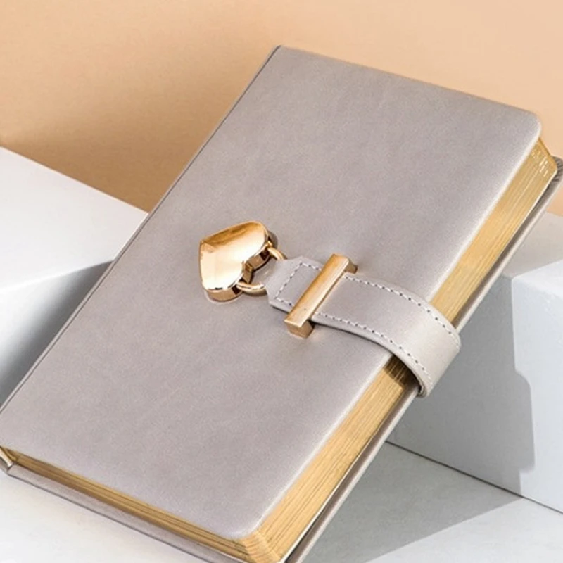 

Notebook Personal Diary with Lock Heart Shaped Key PU Leather Note Book for Weekly Planner School Stationery