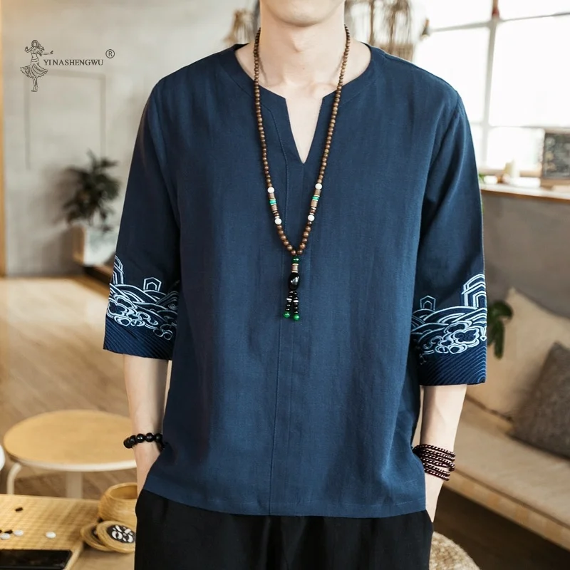 

Kimono Japanese Men Short Half-Sleeve Shirt T-shirt Embroidered Japan Harajuku Trouser Asian Male Yukata Haori Cardigan Costume
