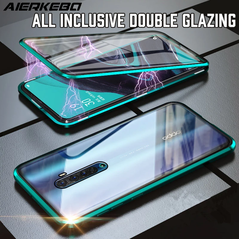 Роскошный металлический магнитный передний и задний Чехол из закаленного стекла